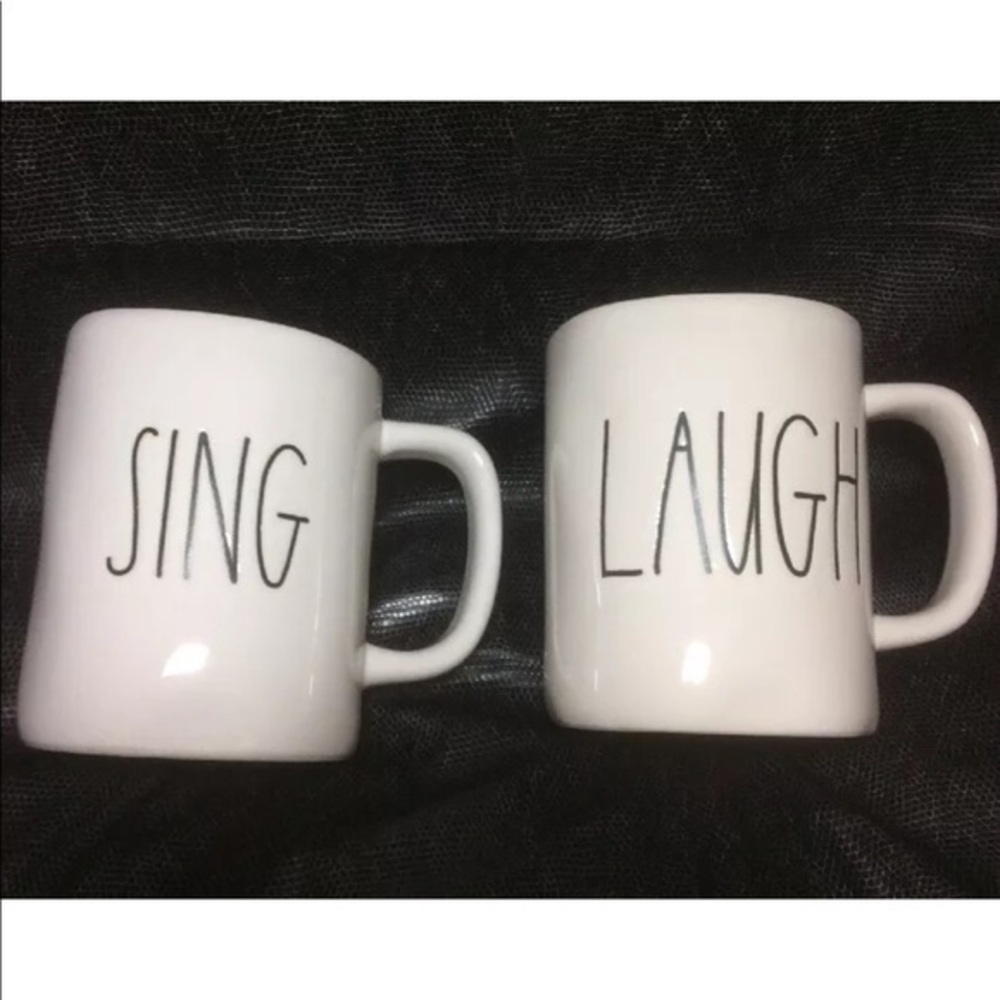 NWOT Rae Dunn SING LAUGH SET Coffee Tea Mug Set